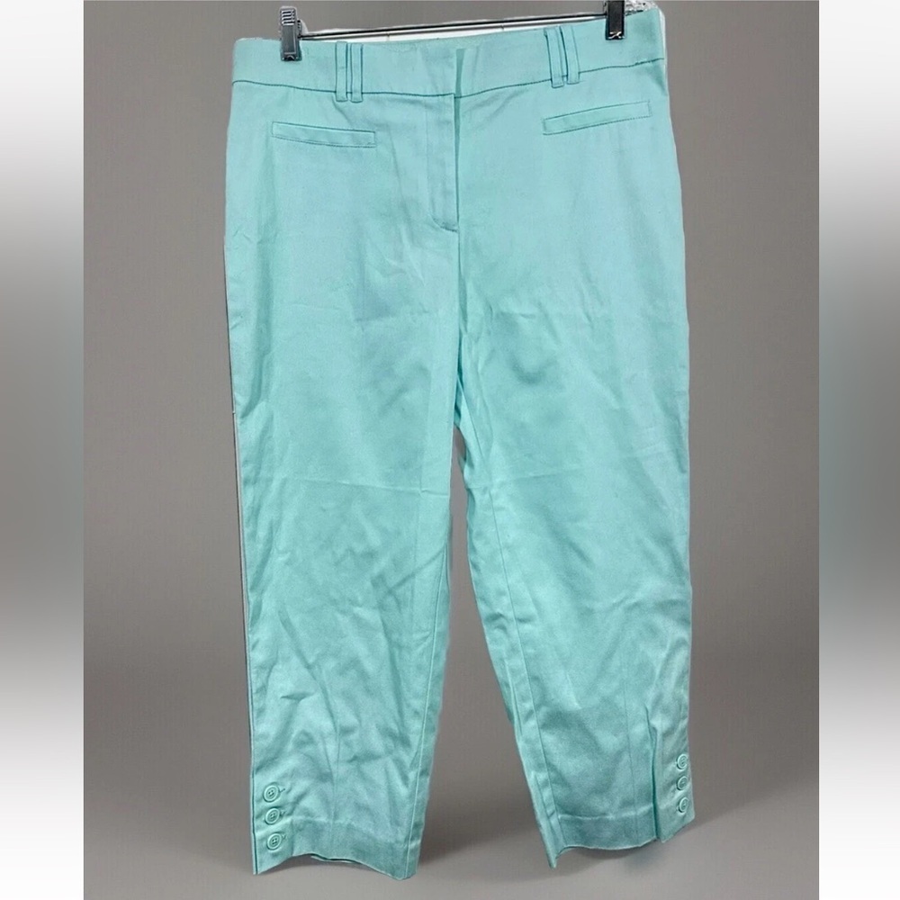 NWT studio works Womens capri pants classic fit no gap teal Blue size 12